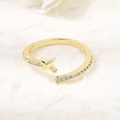 Brass Micro Pave Clear Cubic Zirconia Cuff Open Rings for Women CU-CBAE7DF-12G-04-1