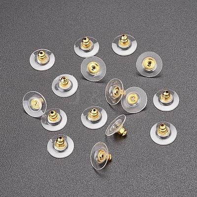 50Pairs Brass Bullet Clutch Bullet Clutch Earring Backs with Pad KK-YW0001-02G-1