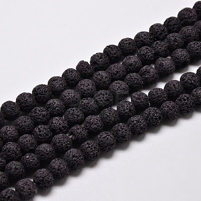 Natural Lava Rock Round Bead Strands G-I124-10mm-10-1
