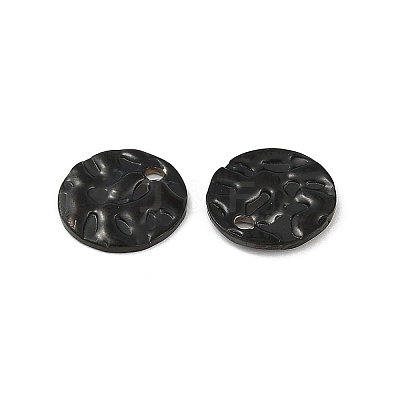 304 Stainless Steel Textured Disc Charms STAS-Q336-11B-B-1