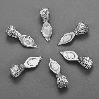 Brass Glue-on Flat Pad Bails for Pendant Making KK-E650-14P-NF-1