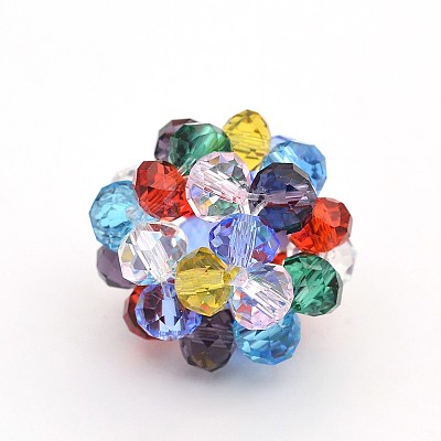 Transparent Glass Crystal Beaded Round Beads X-GLAA-A034-6mm-A14-1