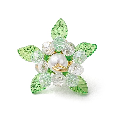 Glass with Round Shell Pearl and Acrylic Charms Pendants PALLOY-MZ00647-02-1