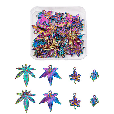 24Pcs 4 Style Rainbow Color Alloy Pendants FIND-YS0001-04-NR-1