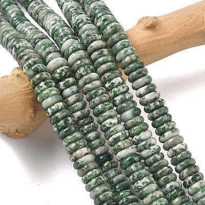 Natural Green Spot Jasper Beads Strands G-G329-A01-3x8mm-1