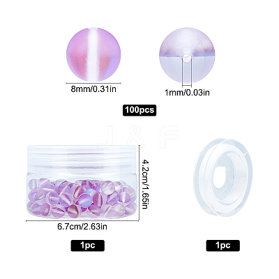 DIY Synthetic Moonstone Beads Stretch Bracelet Making Kits DIY-SC0012-84D-1