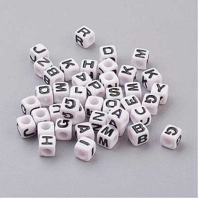 Acrylic Horizontal Hole Letter Beads PL37C9129-1