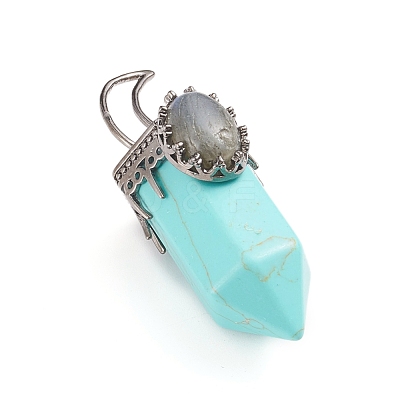 Synthetic Turquoise Pointed Big Pendants G-I275-01G-1