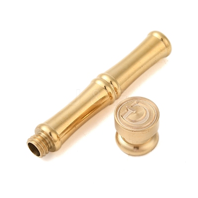 Golden Tone Brass Wax Seal Stamp Head with Bamboo Stick Shaped Handle LS-STAM-K001-05G-G-1