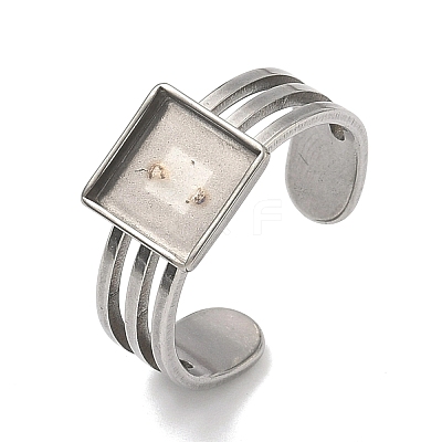 304 Stainless Steel Cuff Ring Findings STAS-B126-12B-P-1