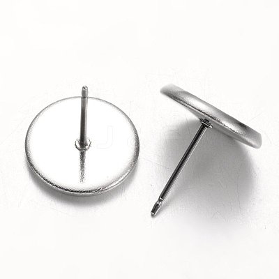 Tarnish Resistant Flat Round Stainless Steel Stud Earring Settings X-STAS-M227-10mm-1