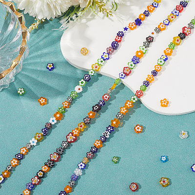 Handmade Millefiori Glass Bead Strands LAMP-LT0001-09C-1