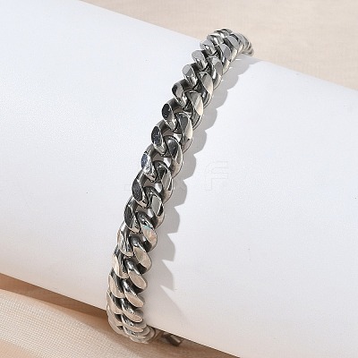 304 Stainless Steel Cuban Link Chain Bracelets for Women BJEW-G779-03P-1
