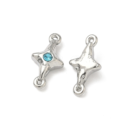 304 Stainless Steel Aquamarine Rhinestone Connector Charms STAS-L308-03A-P-1