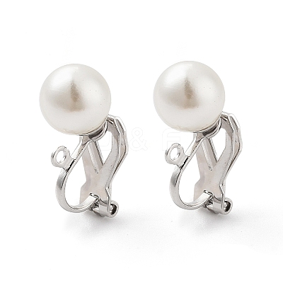 304 Stainless Steel Clip-on Earring Findings with Imitation Pearl Plastic Beaded LS-STAS-H216-03D-P-1