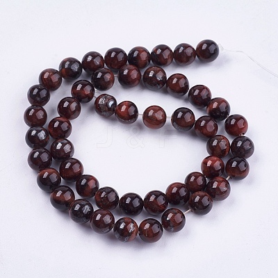 Natural Red Tiger Eye Stone Bead Strands G-R193-08-8mm-1