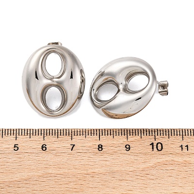 Oval 304 Stainless Steel Stud Earrings LS-EJEW-A125-79B-P-1