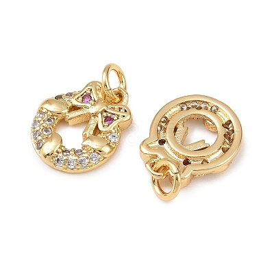 Christmas Brass Micro Pave Cubic Zirconia Charms KK-L255-18G-02-1