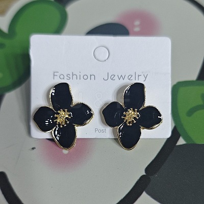 Alloy Enamel Stud Earrings with Brass Earring Pins FS-WGE19F2-11-1
