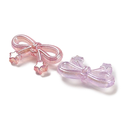 Bowknot with Star UV Plating Luminous Rainbow Iridescent Acrylic Beads LACR-R001-05A-1