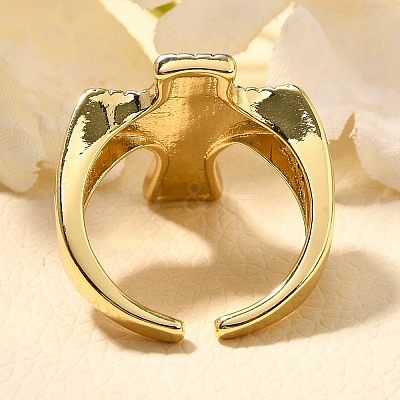 Brass Micro Pave Clear Cubic Zirconia Cuff Rings RJEW-U035-02GP-01-1