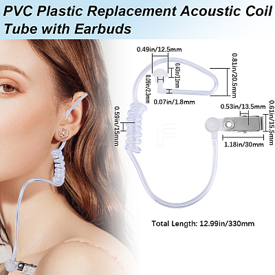 5Pcs PVC Plastic Replacement Acoustic Coil Tube with Earbuds KY-BBC0001-04-1
