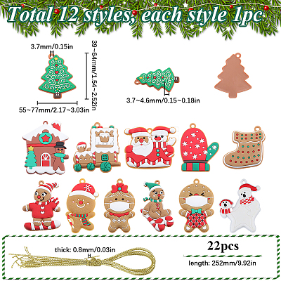 12Pcs 12 Styles PVC Christmas Pendant Decorations DIY-SC0026-47-1