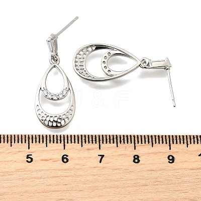 Brass Micro Pave Clear Cubic Zirconia Dangle Stud Earrings EJEW-M103-10P-1