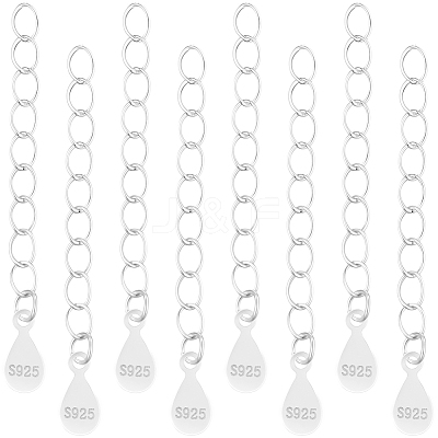 10Pcs 925 Sterling Silver Twisted Extender Chains STER-BBC0008-99-1