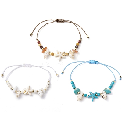 3Pcs 3 Styles Adjustable Braided Beads Bracelets Sets for Women BJEW-JB11164-1