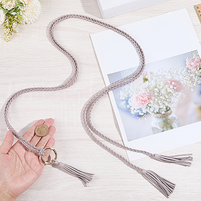 Handmade Imitation Leather Braided Rope Tie Belts AJEW-WH20006-398D-1