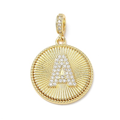 Brass Micro Pave Clear Cubic Zirconia Pendants KK-L253-17G-A-1