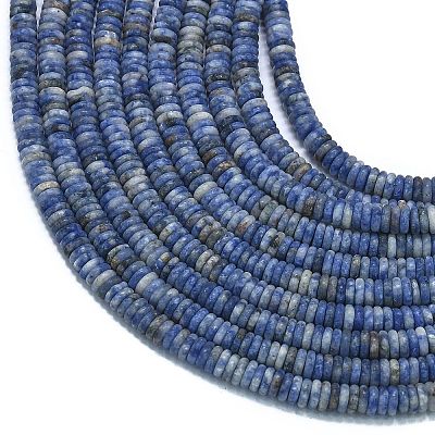 Frosted Natural Blue Spot Jasper Beads Strands G-K389-C05-01-1
