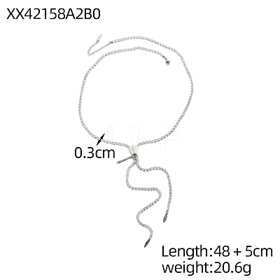 Square 304 Stainless Steel Y-shaped Necklaces for Women STAS-OY013-91P-1