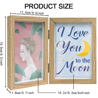 Word I Love You To The Moon Wood Picture Frames Box AJEW-FG0004-02C-1