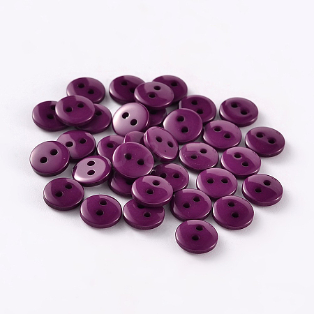 2-Hole Flat Round Resin Sewing Buttons for Costume Design BUTT-E119-20L-07-1