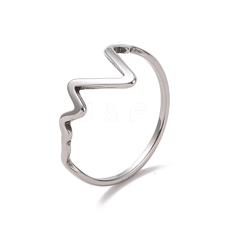 Non-Tarnish 201 Stainless Steel Wave Finger Ring for Women RJEW-J051-47P-1