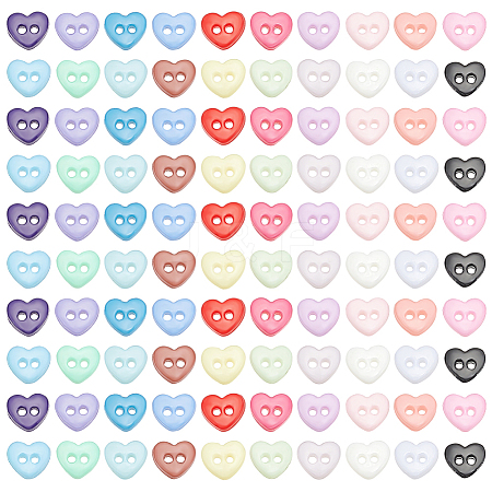 200Pcs 20 Colors Resin Buttons BUTT-AN0001-05-1