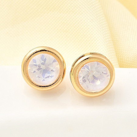 Brass Glass Stud Earrings EJEW-F391-05G-02-1