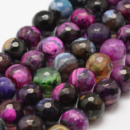 Faceted Natural Fire Crackle Agate Beads Strands G-F447-10mm-A07-1