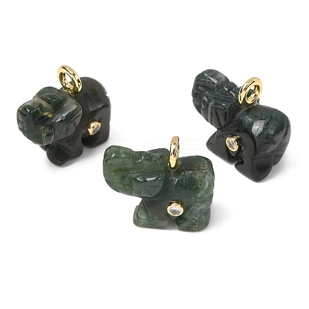 Natural Moss Agate Carved Pendants G-H357-01G-11-1