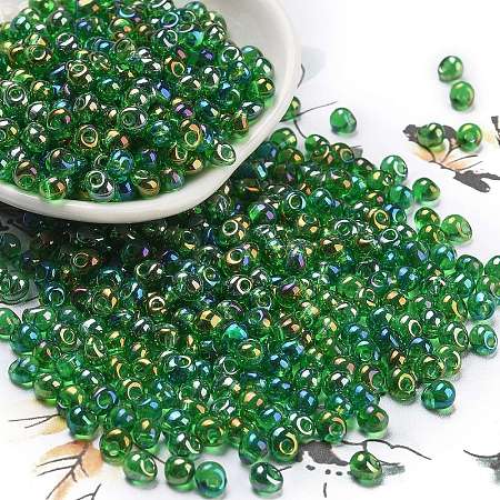 6/0 Inside Colours Glass Seed Beads SEED-A034-03G-1