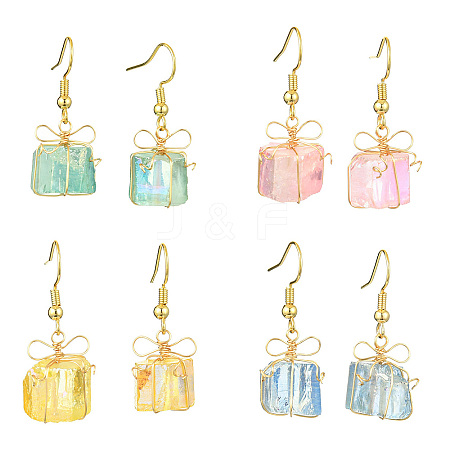 4 Pairs Natural Quartz Dangle Earrings for Women EJEW-TA00561-1