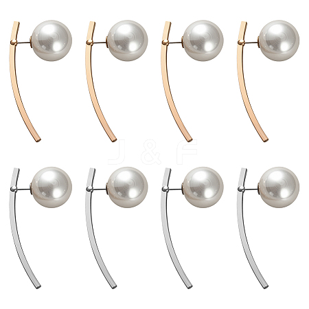 4 Pairs 2 Colors Iron Round Stud Earrings EJEW-HY0001-57-1