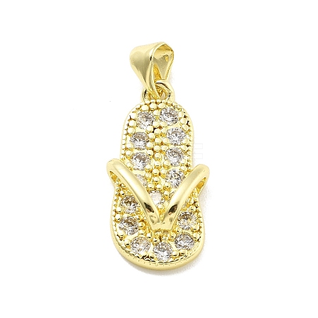 Rack Plating Brass Micro Pave Cubic Zirconia Pendants KK-D359-32G-1