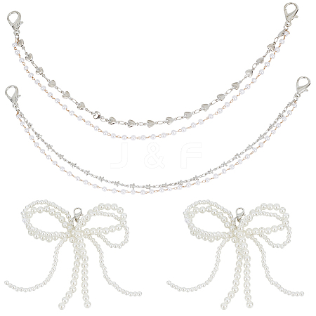 6Pcs 3 Styles Alloy Plastic Pearl Shoe Decoration Chain AJEW-CP0006-50-1