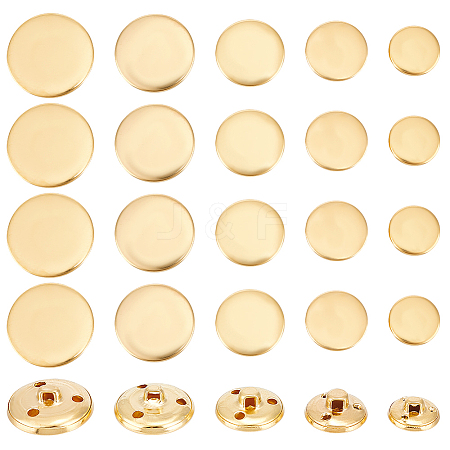 Olycraft 50Pcs 5 Styles 3-Hole Brass Buttons BUTT-OC0001-47G-1