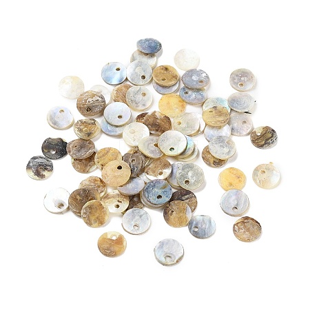Natural Akoya Shell Flat Round Charms X1-BSHE-Z003-39C-1