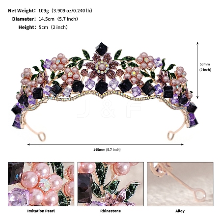 Alloy Rhinestone Hair Bands for Woman Girls PW-WG32292-01-1