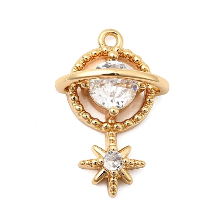 Brass Micro Pave Clear Cubic Zirconia Pendants KK-F916-20G-1